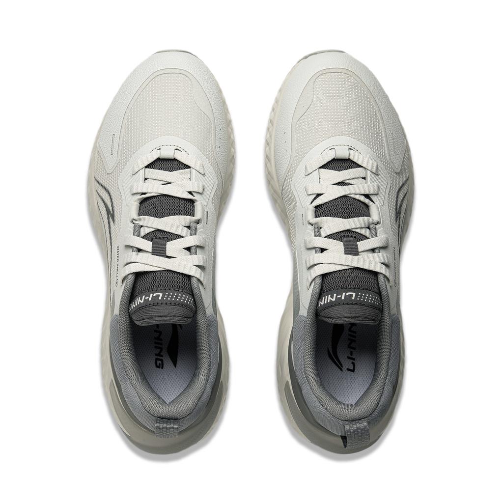 Li Ning Προστατευτικό Cloud Άνετο Ευέλικτο Συνθετικό Δέρμα Αντιολισθητικό Ανθεκτικό στη Φθορά Χαμηλό Casual Παπούτσια Τρεξίματος Ανδρικό Sneaker Γκρι AGLU251-2