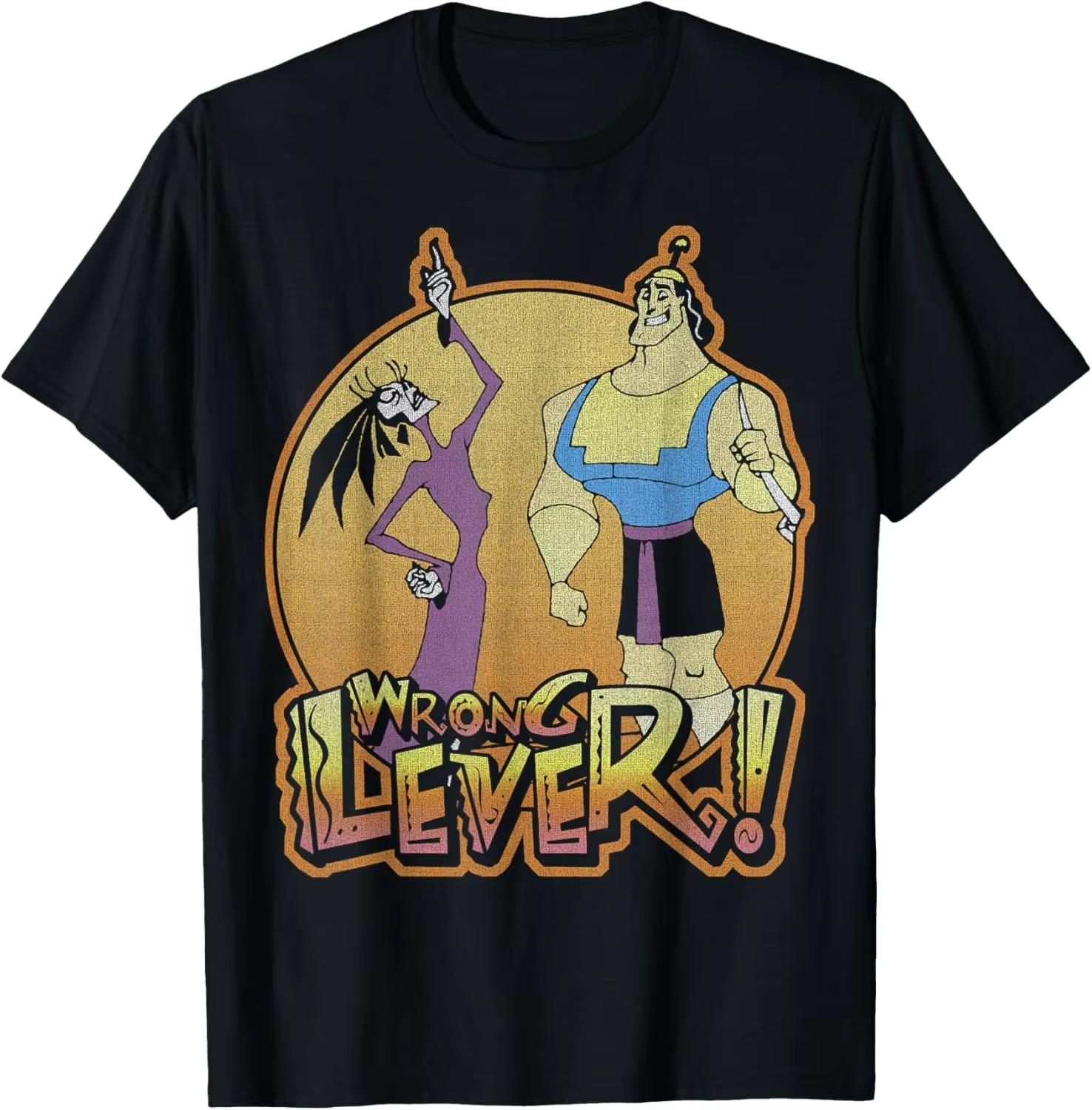 Unisex and Women Hot Fashion   Emperors New Groove Kronk and Esma Wrong Lever TShirt S3XL Four Seasons Gift XL
