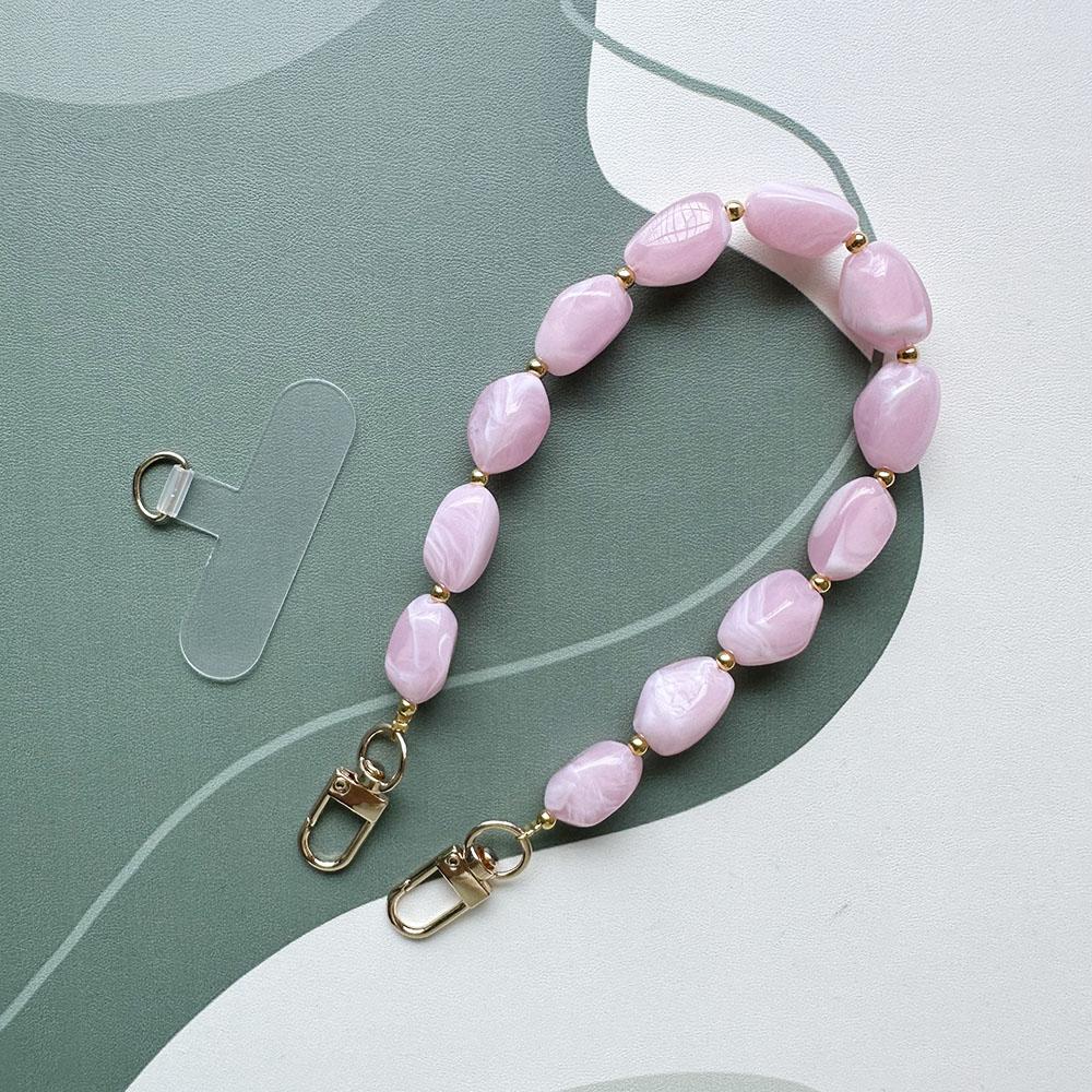 Fashion Alien Imitation Jade Acrylic Mobile Phone Chain Handmade Beaded Mobile Phone Pendant Bag Chain Cute&Acrylic розовый