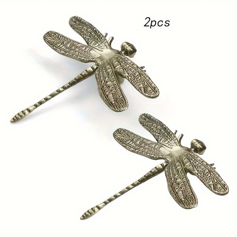 2pcs Dragonfly Design Solid Brass Cabinet Knobs - Polished Finish, Easy Install Drawer Pulls for Home Decor & Furniture