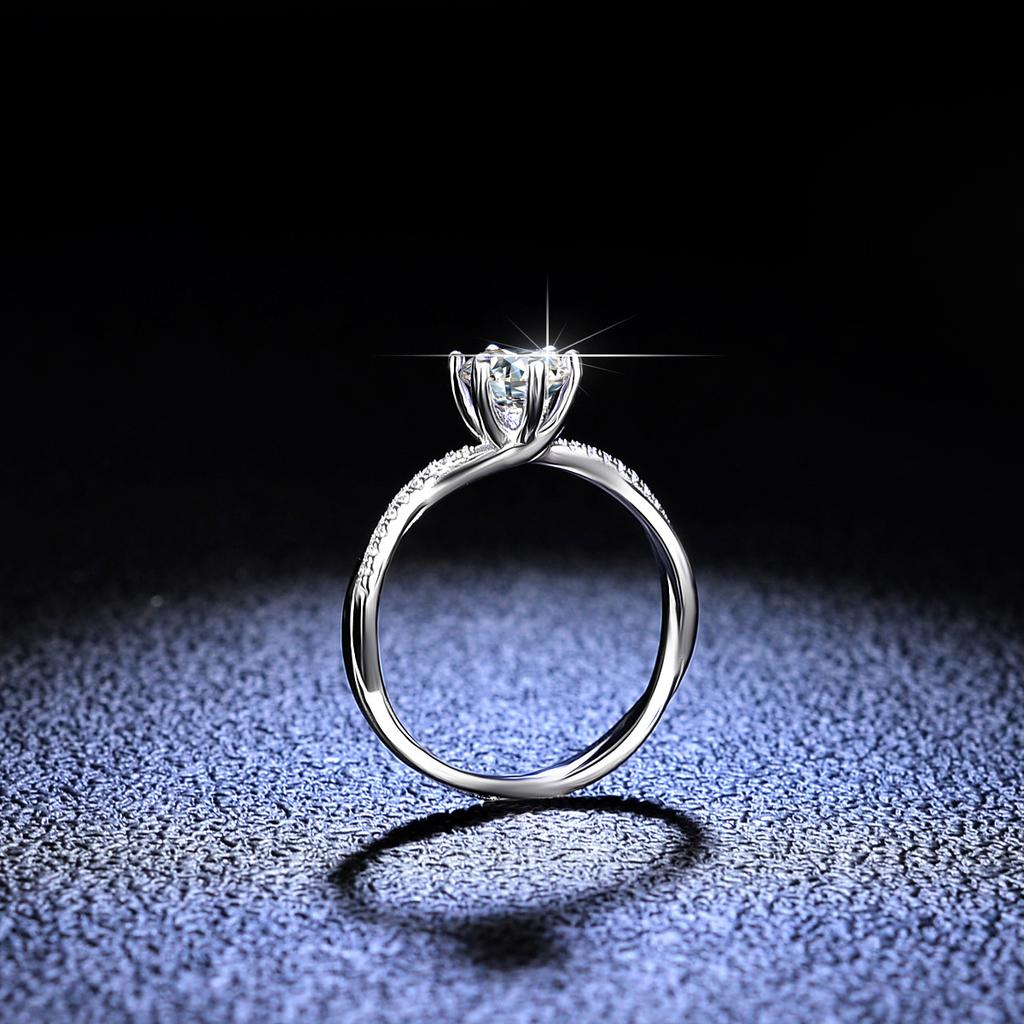 Tancise Klassischer Moissanit-Ring aus 925er-Sterlingsilber, Damenschmuck, Hochzeitsversprechen, Party-Geschenk