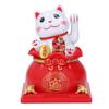 Cat Statue Automatic Waving Arm Solar Powered Wealth Welcoming   Cat for Present Cash Register Home Decoration