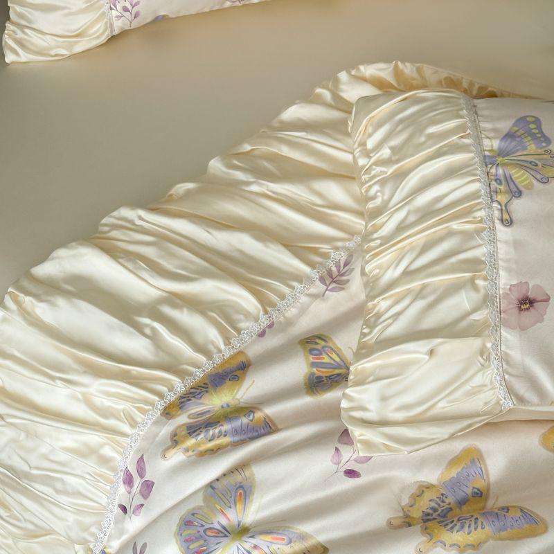 Französische Eisseide Sommerdecke Maschinenwaschbar Tencel Sommer Kühlende Eisseide Rüschen Klimaanlage Dünne Decke