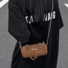 Retro Chain Cylinder Handbag Women Leather Frosted Large Capacity Shoulder Bag Ladies High End Fashion Pillow Crossbody Bag 2025