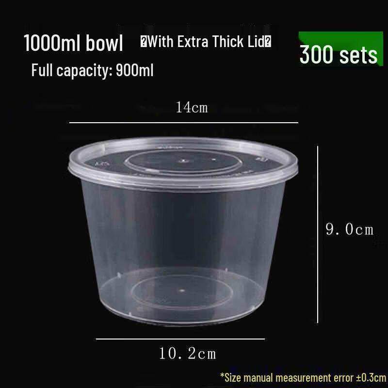 

Meiliya 1000ml Disposable Food-Grade Plastic Takeaway Bowls with Lids