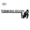 Funny Restroom Decor Bathroom Door Sign, Thinking Room Metal Wall Art with Humorous Quotes, Self-Adhesive Home Accents Toilet Sign for Restroom,