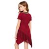 Vestito da bambina stile Southwest con frange Ispirazione nativa Manica corta Orlo con nappe Asimmetrico per Danza teatrale a tema
