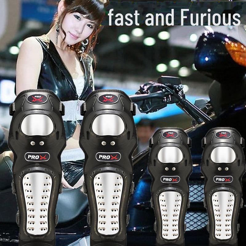 Zestaw zbroi motocyklowej: Ochraniacze na kolana i łokcie ze stali nierdzewnej, 4-częściowe, całoroczne, chroniące przed upadkiem