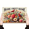 Metal Wall Decor Home Sweet Home Floral Bird Sign Vintage Rustic Room Hanging Indoor Outdoor