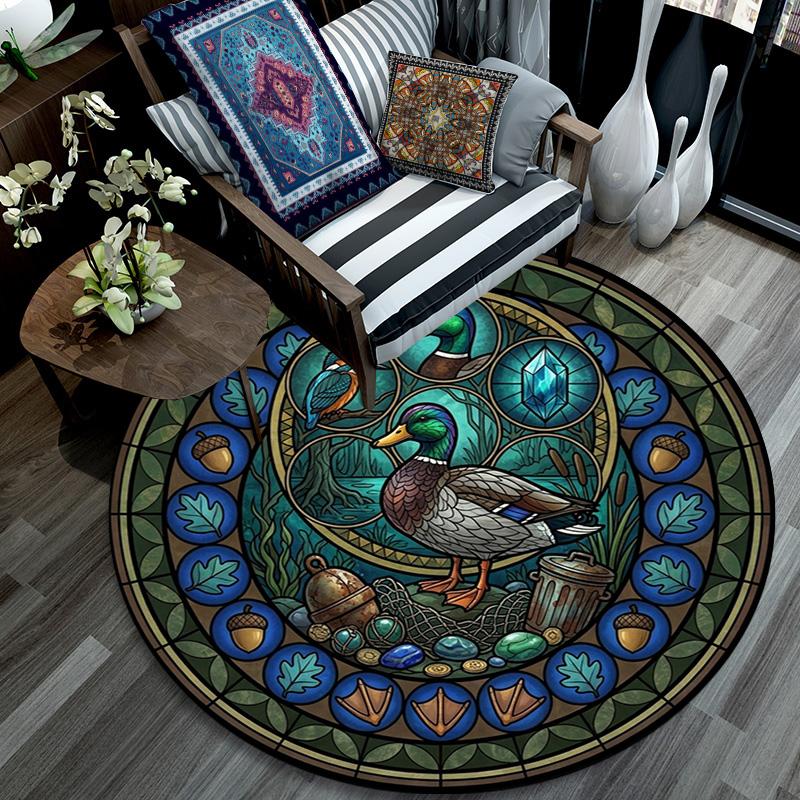 Birds Treasures Round Area Rug Under Office Chairs Bedroom Living Room Home Decor