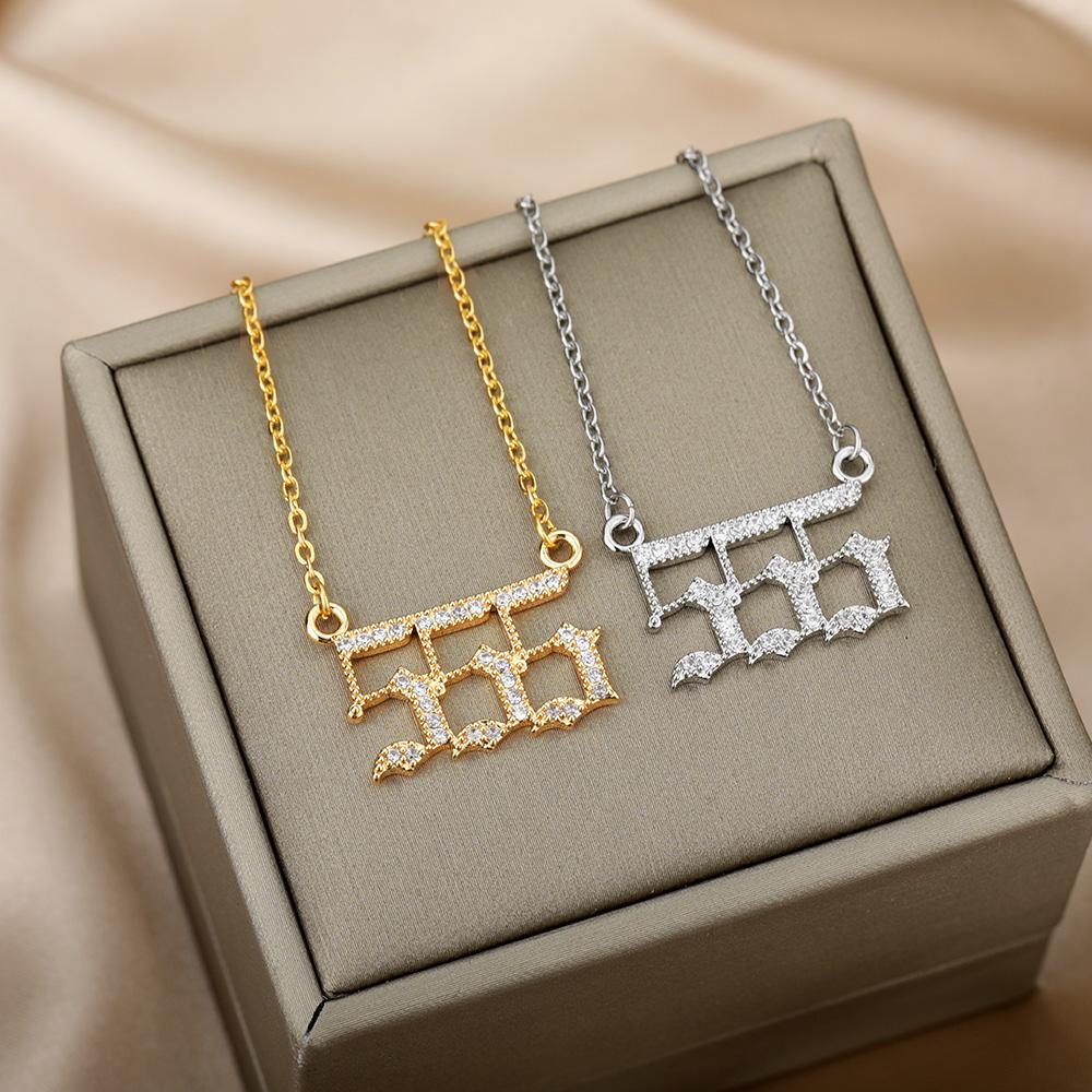 Angel Number Necklaces For Women 111 222 333 555 666 777 888 999 444 Devil Necklace Stainless Steel Pendant Men Bff Goth Jewelry