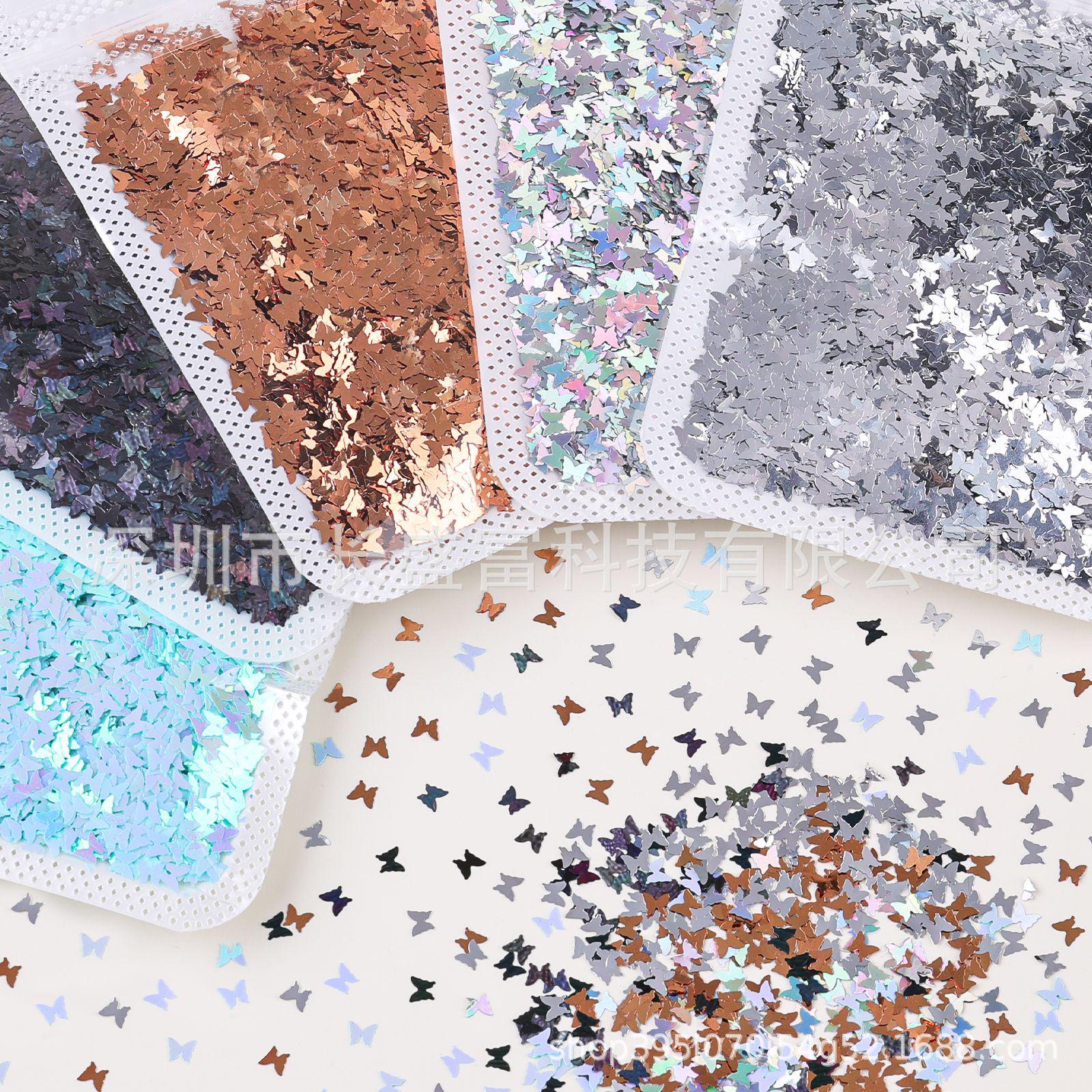 Seven-Color Iridescent Butterfly Sequin Nail Stickers - Super Shiny Nail Art Accessory 3g