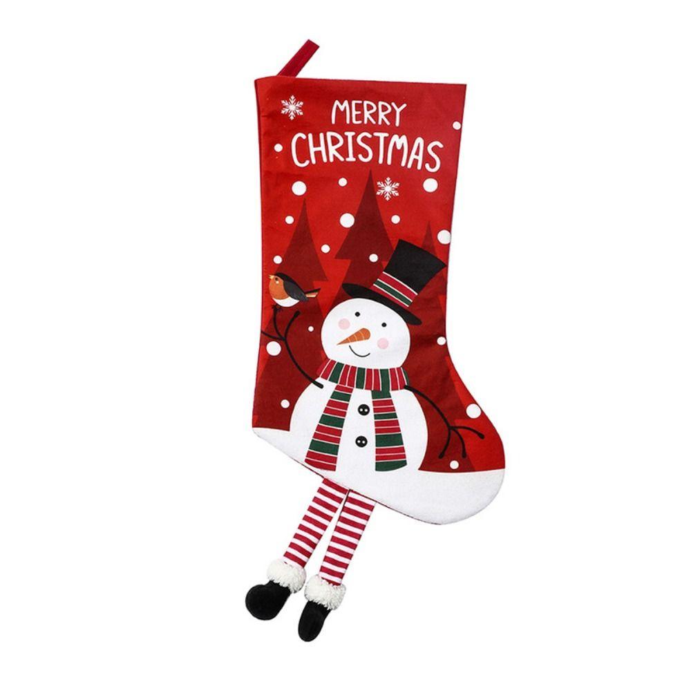 

Snowman Elk Christmas Socks Large Capacity Candy Gift Bags Christmas Tree Ornaments Xmas Gift Snowman