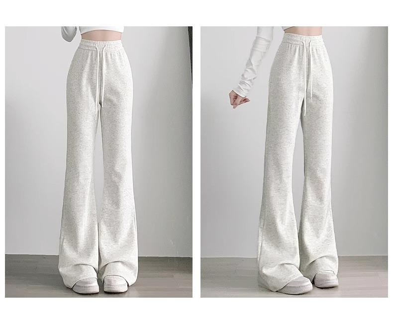Petite Gray Micro Flare Sweatpants - High Waist, Draped American Style for Spring & Autumn (145)