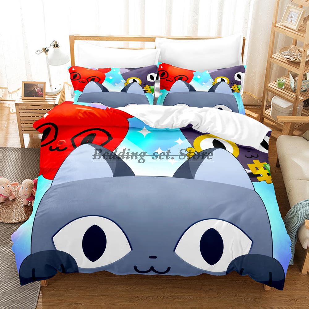 Katze Haustier Simulator X Bettwäsche Set Einzelbett Twin Full Queen King Size Bettset Aldult Kinder Schlafzimmer Bettbezug Sets Anime Bettlaken Set
