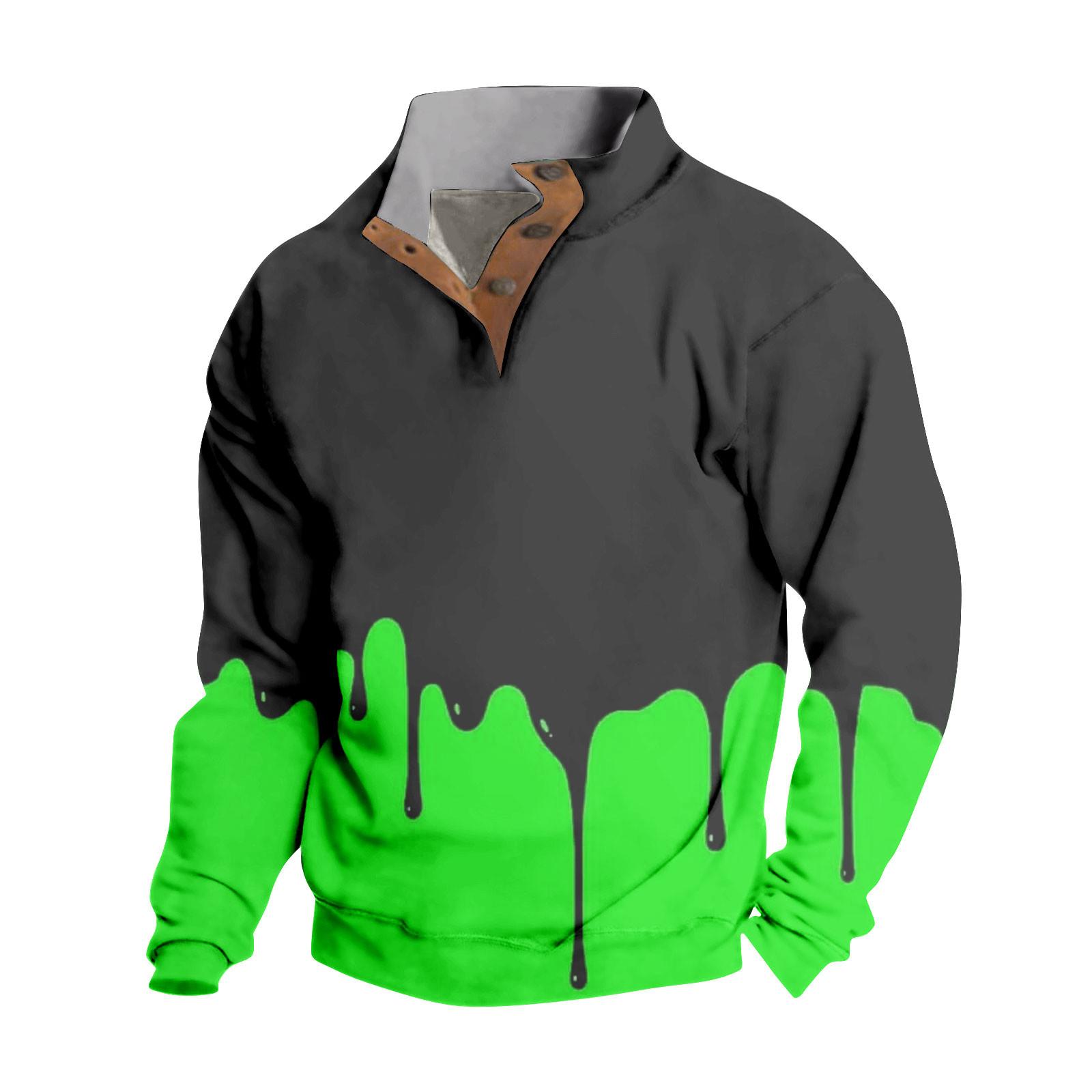 Мужская толстовка с воротником-стойкой на открытом воздухе повседневные свитера топы L зелёный 2095₽