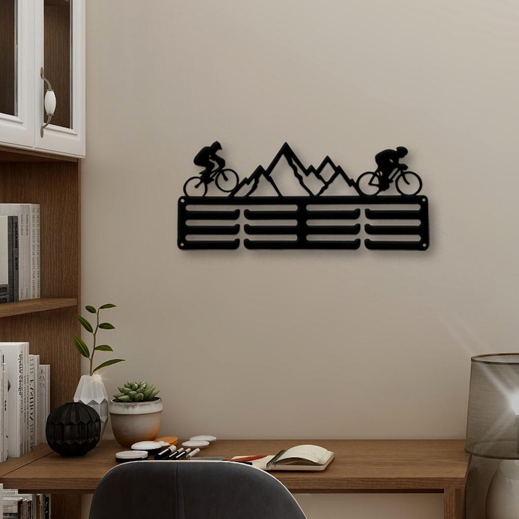 Metal Medal Display Rack for Marathon Cycling and Mountaineering Medals with Multiple Hooks Wall Mountable Organizer for Sports Awards