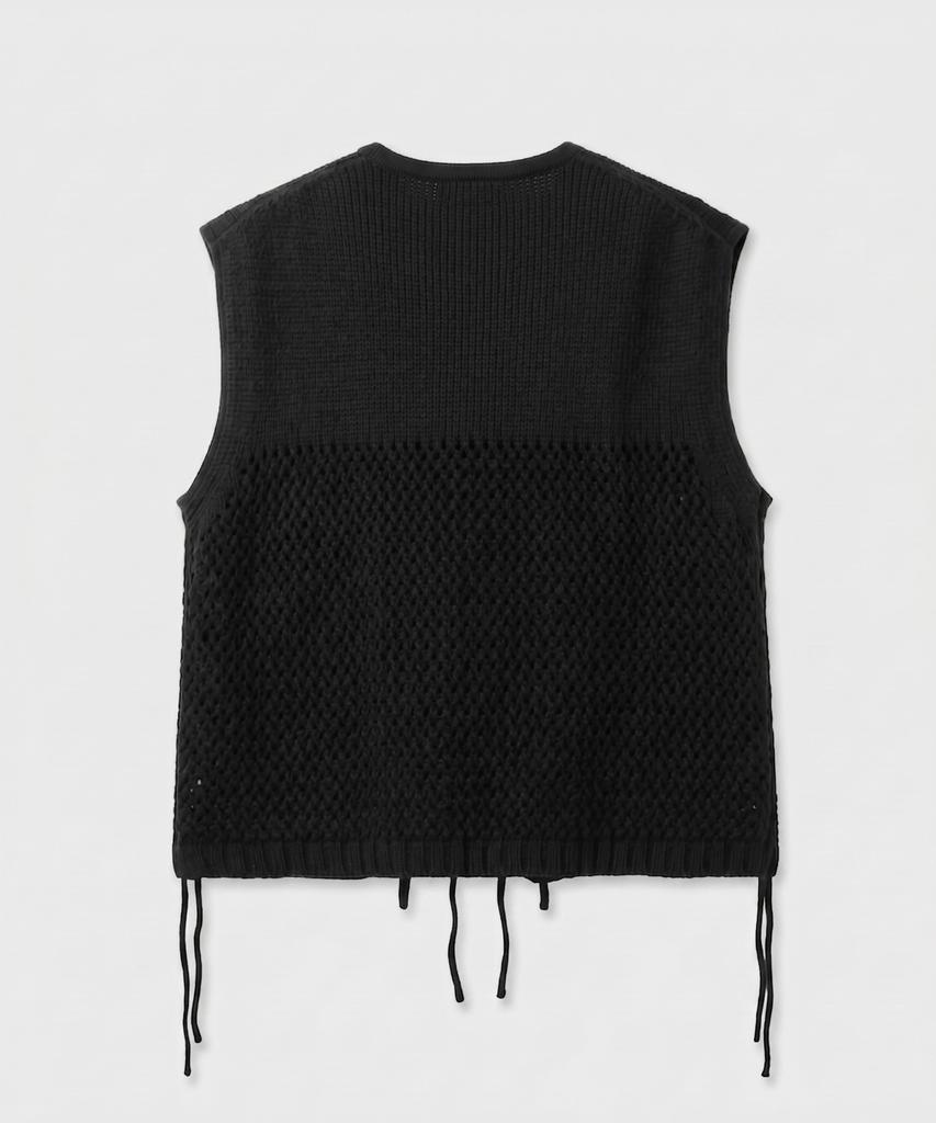 Lmood Utility Knit Vest Cardigan Black