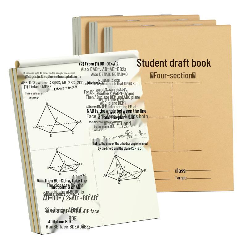 Victoria Four-Section Math Draft Book for Students: Elementary To High School