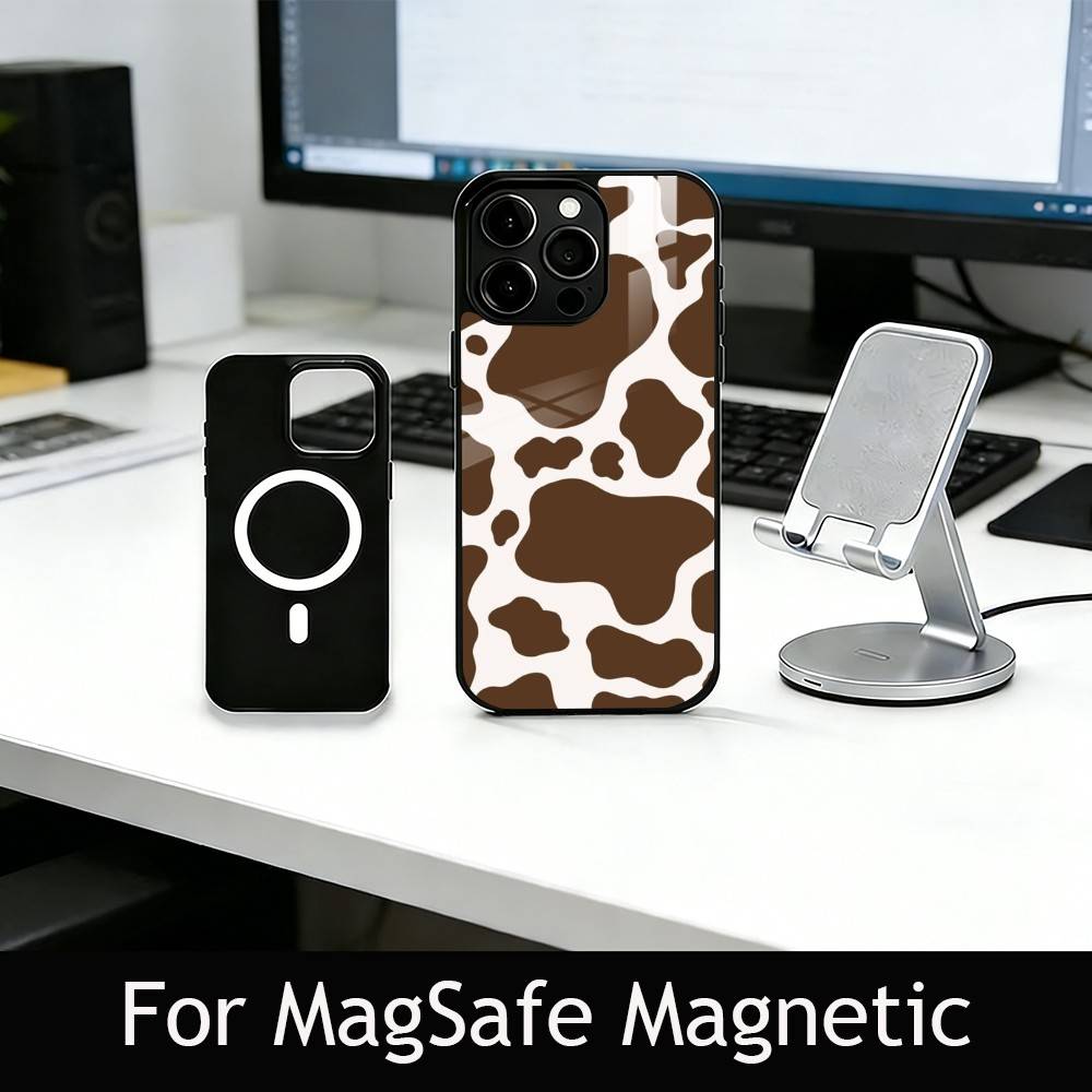Cow print Phone Case For iPhone17,16,15,14,13,12,11 Plus,Pro Magnetic For Magsafe Wireless Charging