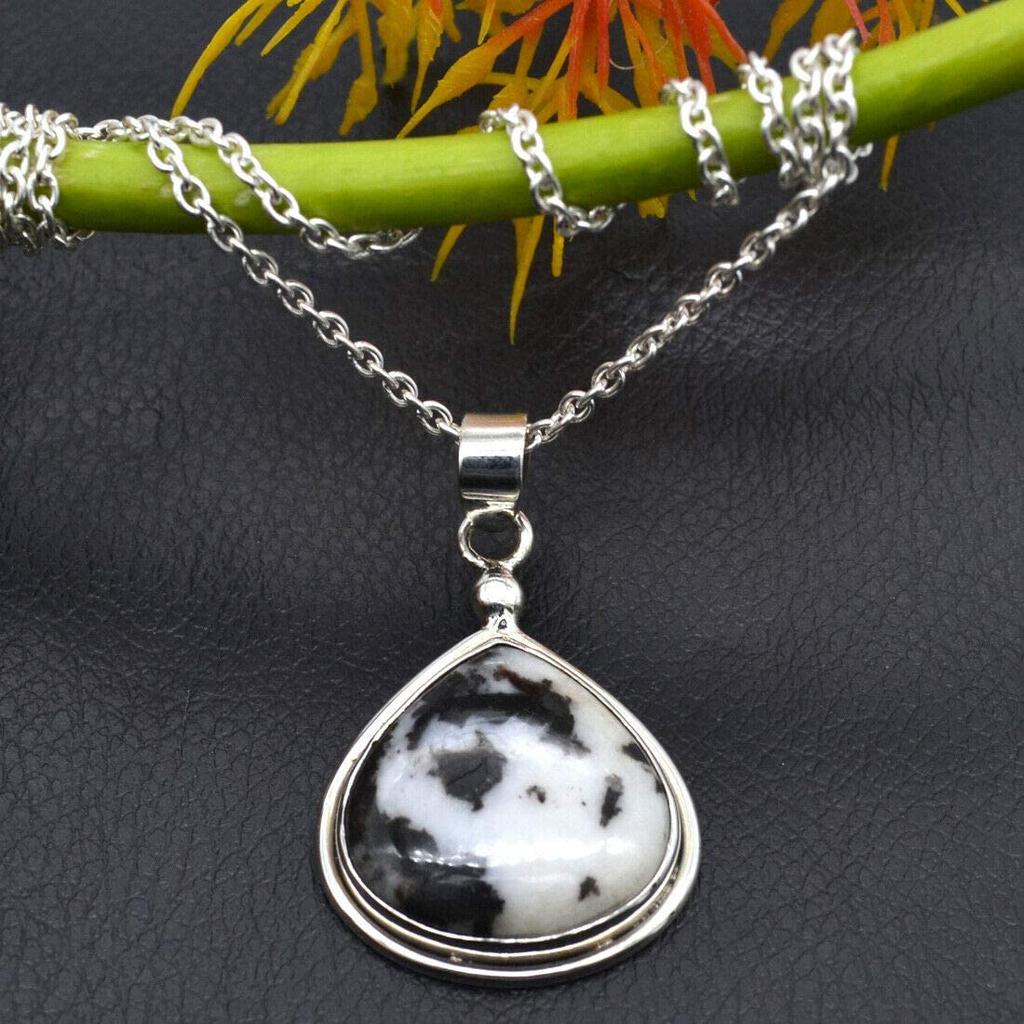 Κολιέ με πολύτιμο λίθο Δενδριτικό Οπάλιο, Χειροποίητο κόσμημα, Κολιέ από ασήμι 925, Δώρο για εκείνη, Δώρο γάμου, Ασημένιο κόσμημα με γούρι, Μοναδικό δώρο