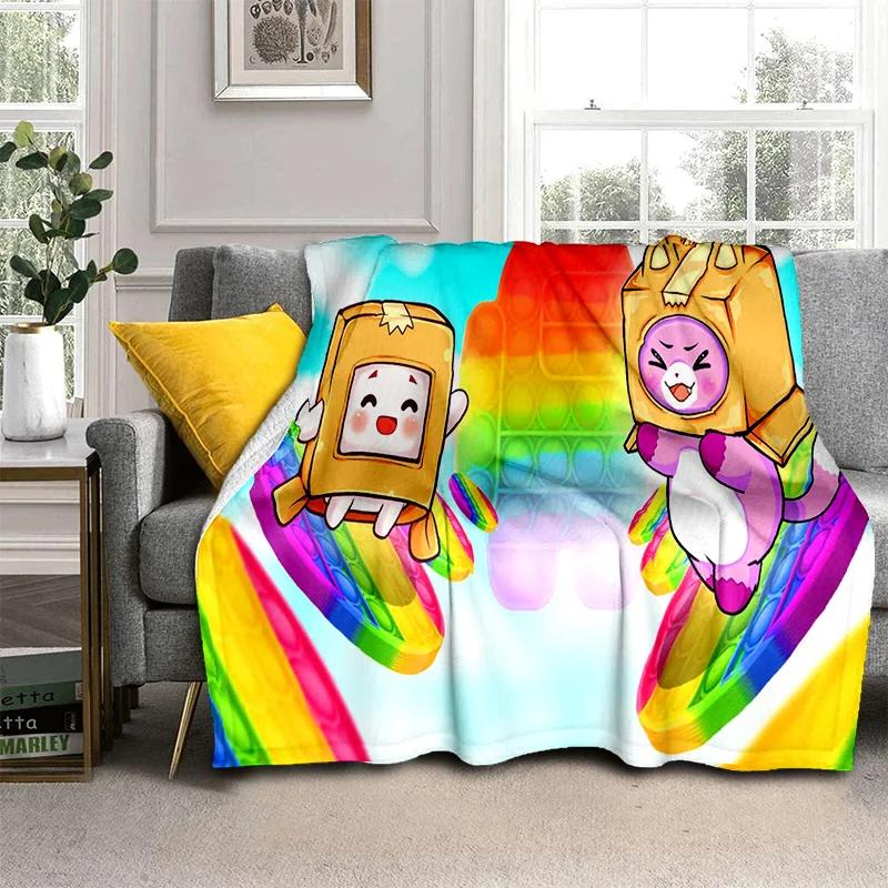 Happy Foxy Boxy i Rocky Lankybox koc, miękki koc do rzucania dla domu sypialnia kanapa z funkcją spania piknik podróż biuro okładka koc dla dzieci