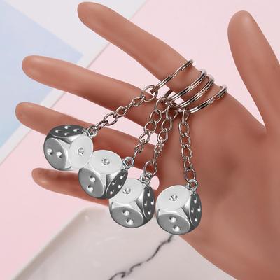 Creatieve metalen zeskantige dobbelsteen auto sleutelhanger legering sleutelhanger hanger decoratie cadeau