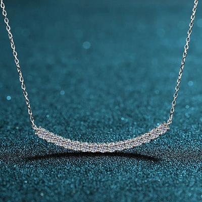 New Moissanite Pendant Necklace VVS 15 Stone Diamond Simple Charm Balance Bar Necklace For Women 925 Silver Fine Jewelry