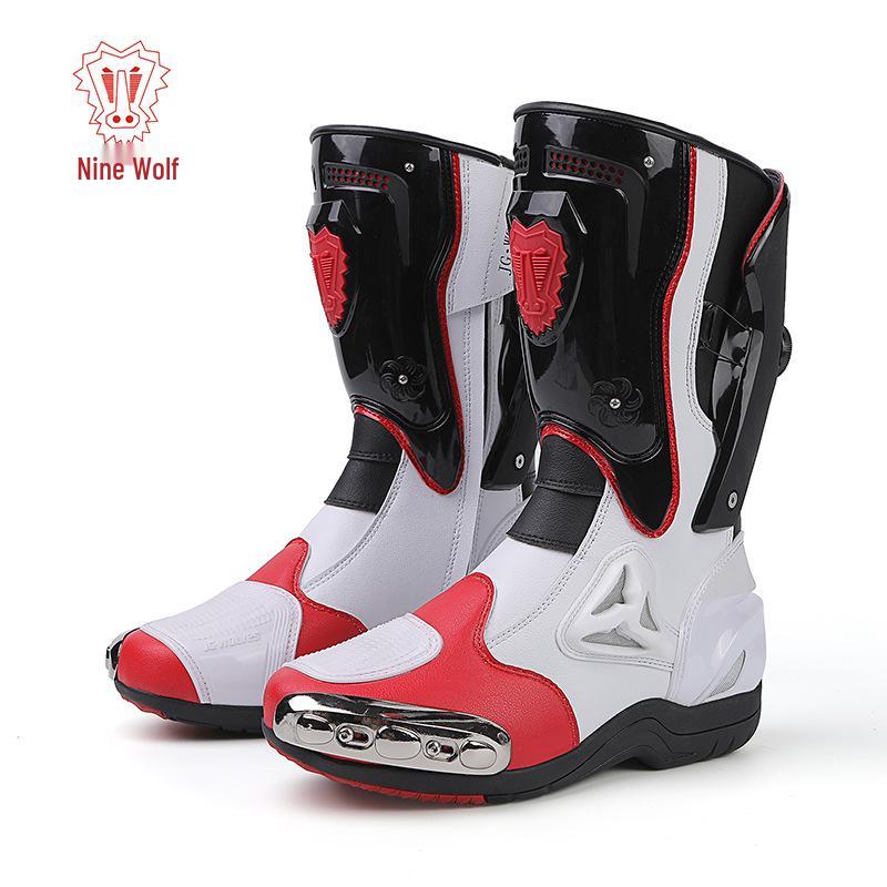 Unisex High-Top Off-Road Motorcycle Riding Boots with Rotary Buckle