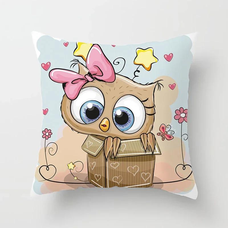 Cute Owl Cushion Covers Comfortable Pillow Cover x Decorative Pillows For Sofa Bed Car Throw Home Decor