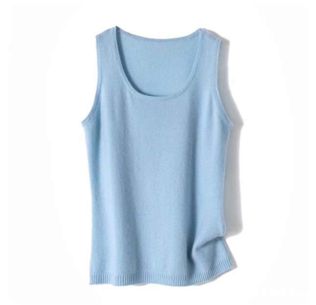 Women's Slim Fit Cashmere Spaghetti Strap Vest: Round Neck Sleeveless Knit Sweater for Autumn/Winter