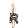 Leopard Letter Keychain for Women, PU leather Initial Letter Keyring Keychain Accessories Purse Handbags Charm