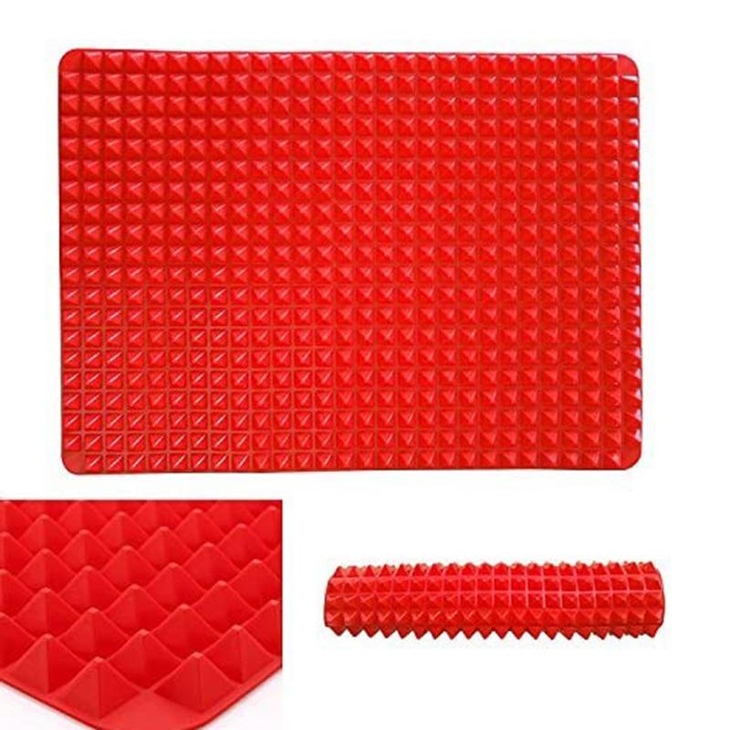 Silicone Cooking Mat Microwave Pyramid Baking Mat Fat Reducing Heat Resistant Sheet With Grid For Pizza Oven Grling BBQ Roasting