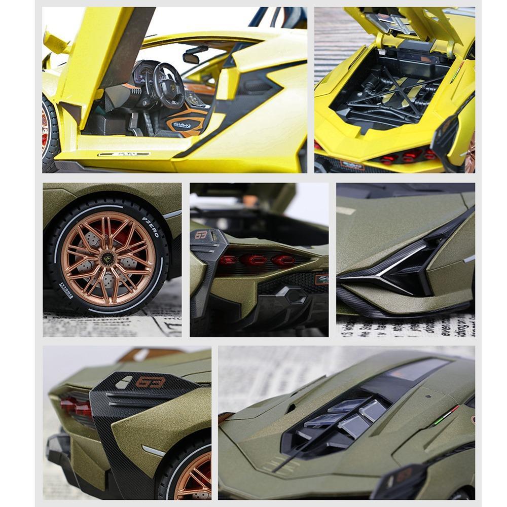 1/18 Lambor Car Model Alloy Diecast Boys Toy SIAN FKP37 Supercar High Simulation 4 Door Opened with Light Collections Kids Toy