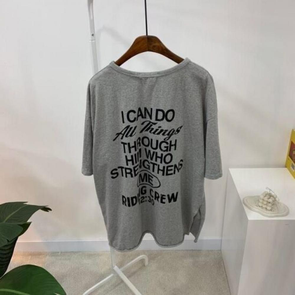 C S In The Room ridIng vInTage prInTIng leTTerIng SliT T ShirT 3Color