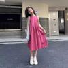 Girls Summer Solid Loose Tank Dress Sweet Princess Midi Length Casual Dress For Big Kids
