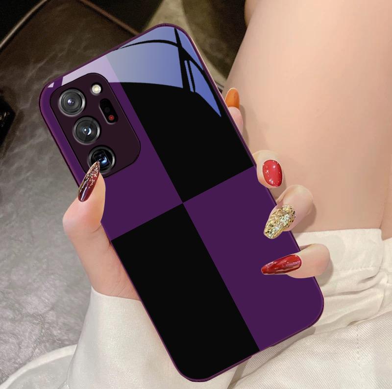 Black And White Grid For Samsung Galaxy Note 8 9 10 PRO 20 Ultra A01 02 03 Core 04E 4G 12 13 5G Tempering Glass Phone Case