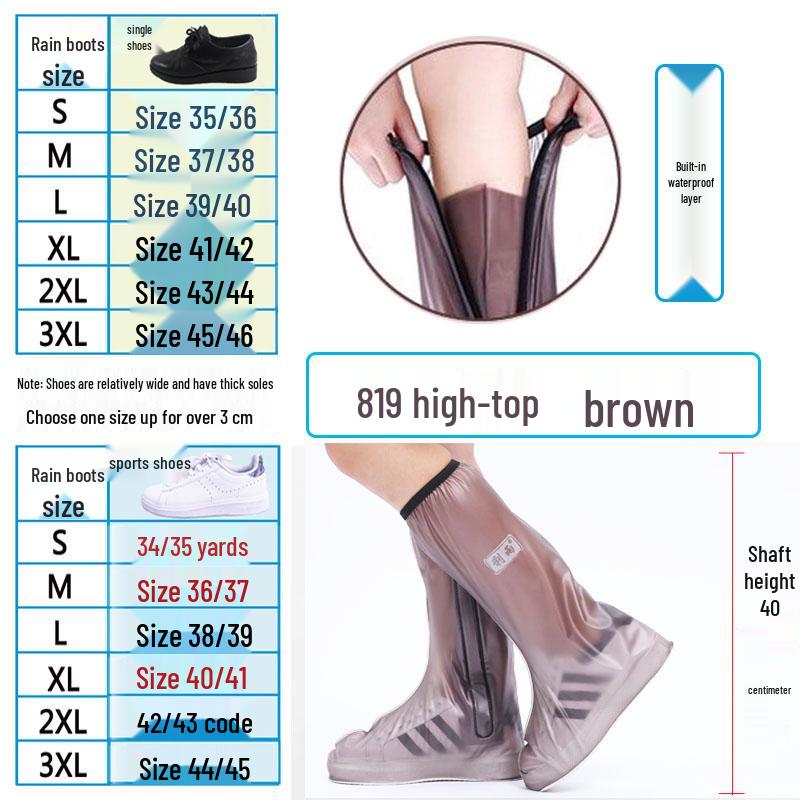 Men's & Women's Non-Slip Waterproof Overshoes - Thick, Wear-Resistant, High-Top Rain Boot Covers for Children & Adults