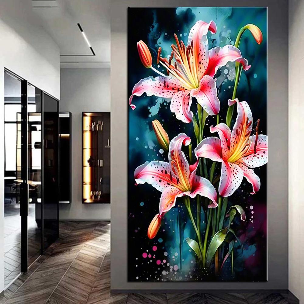 

DIY большой размер цветной розовый цветок лилии алмазная живопись художественные наборы 5D полная алмазная мозаика вышивка стразами картина настенный декор J3990 round 50x100cm синий