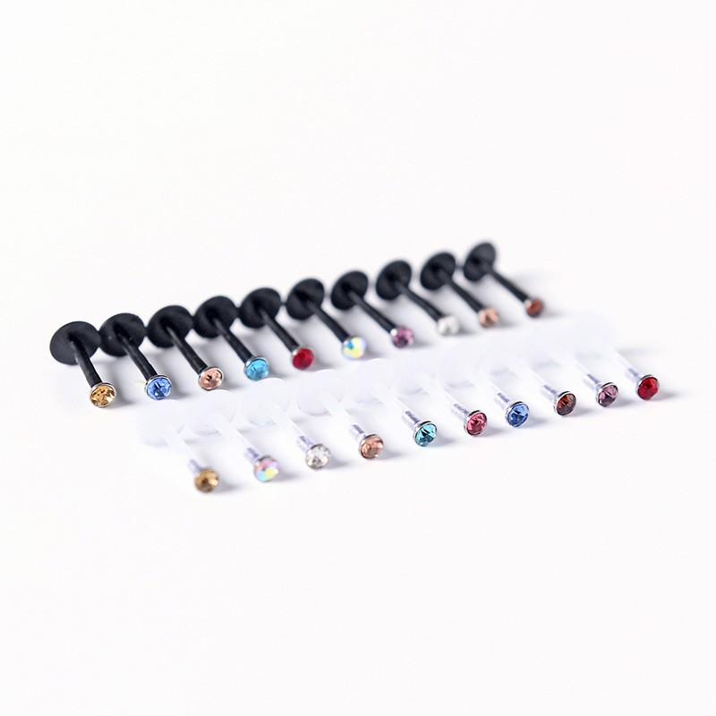 Acrylic Body Piercing Jewelry Set Lip Nose Ear Tongue Rings Clear Studs Women Unisex