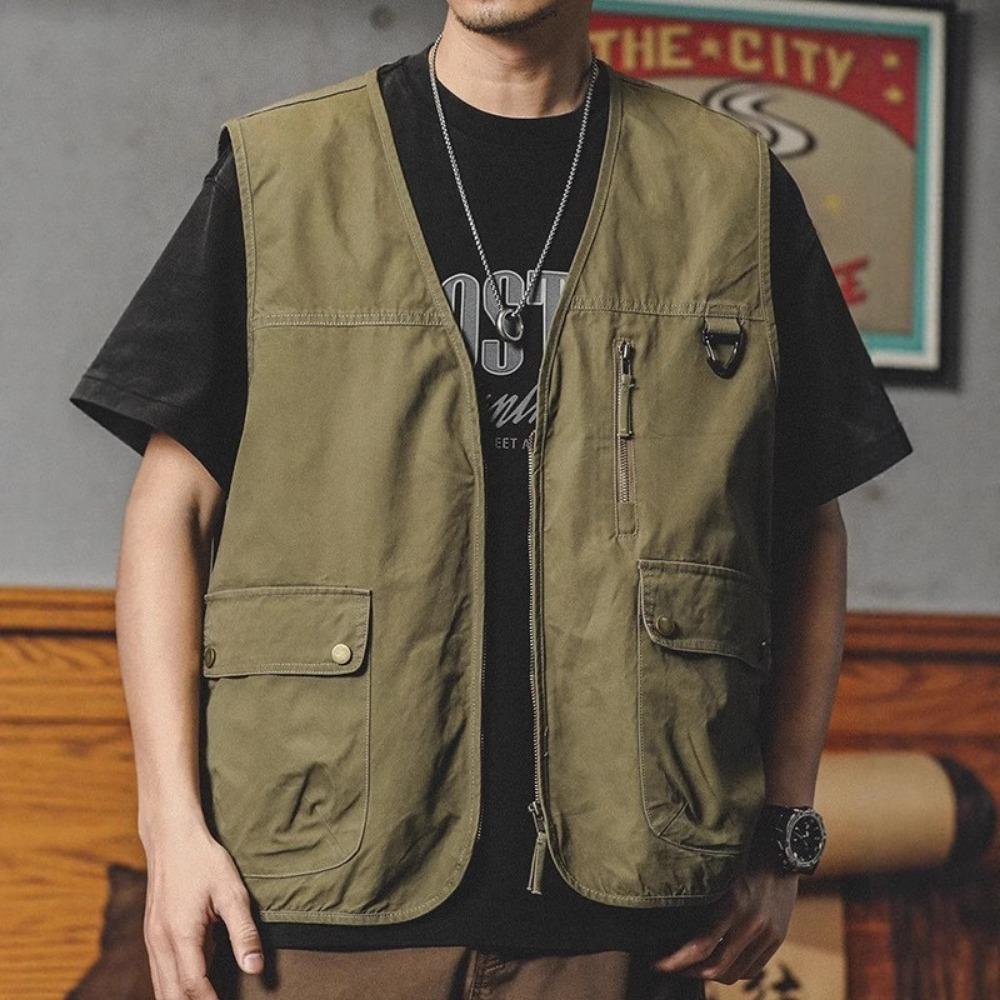 

Мужской ретро-жилет для работы, спортивная куртка для кемпинга на открытом воздухе, жилет с несколькими карманами и жилет 3XL зелёный