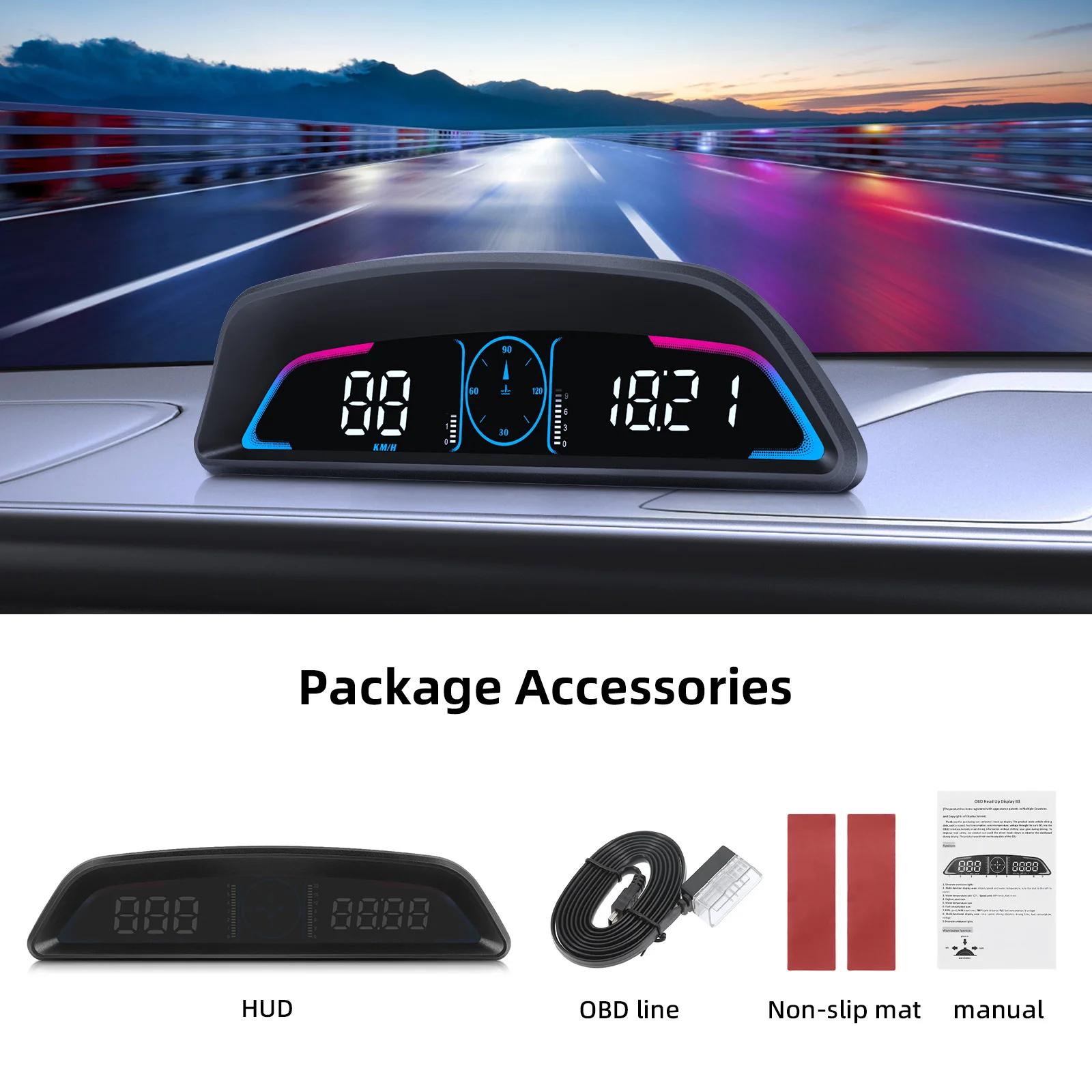 

B3 Digital Car OBD For HUD Head Up Display Speedometer With Overspeed Alarm Clock RPM Tachometer Voltage Water Temp Meter