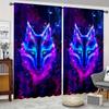Wild Wolf Animal Round Shiny Moon Budget Friendly Curtains Blinds Suitable for Living Area Kids Bed Room Bathroom Kicthen Door Home Decoration