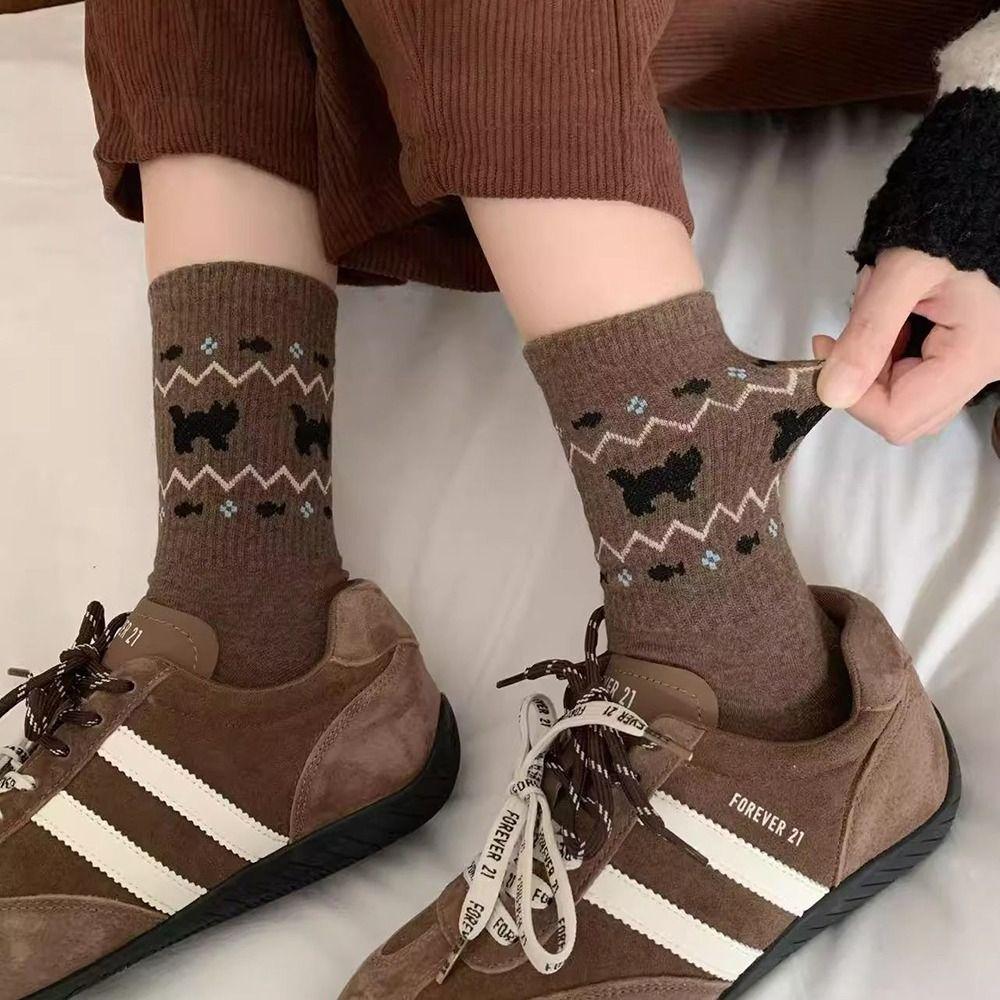 1/4 Pairs Warm Medium Tube Tights Anti-Cold Mid-calf Socks Harajuku Stacked Socks Autumn Winter