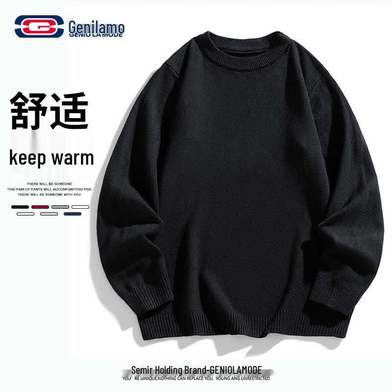 

GENIOLAMODE Men s Loose Fit Solid Crew Neck Knit Sweater 4XL