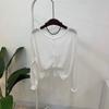 C S In The Room lInen Sheer Crop Knit Cardigan 4 ColorS
