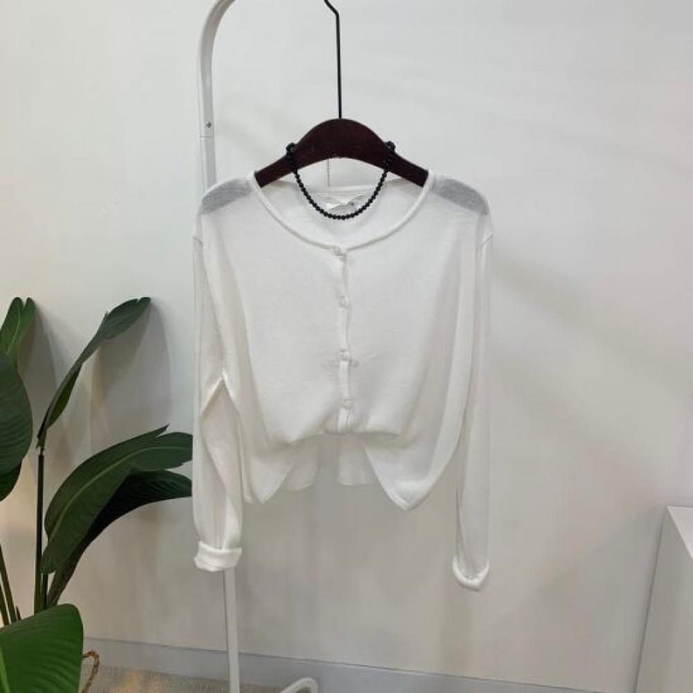 C S In The Room lInen Sheer Crop Knit Cardigan 4 ColorS