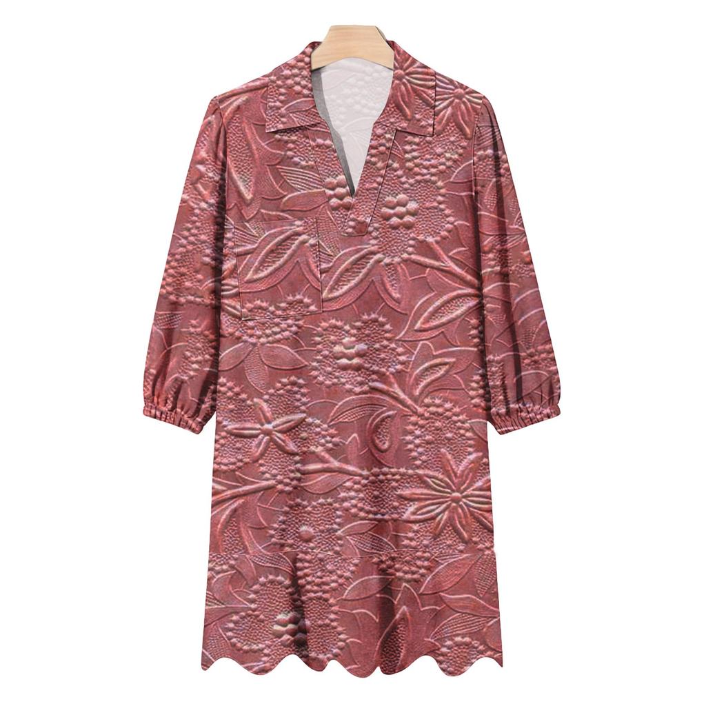 Women's Fashion Elegant Autmn And Winter Long Sleeve V,Neck Christmas Print Dress