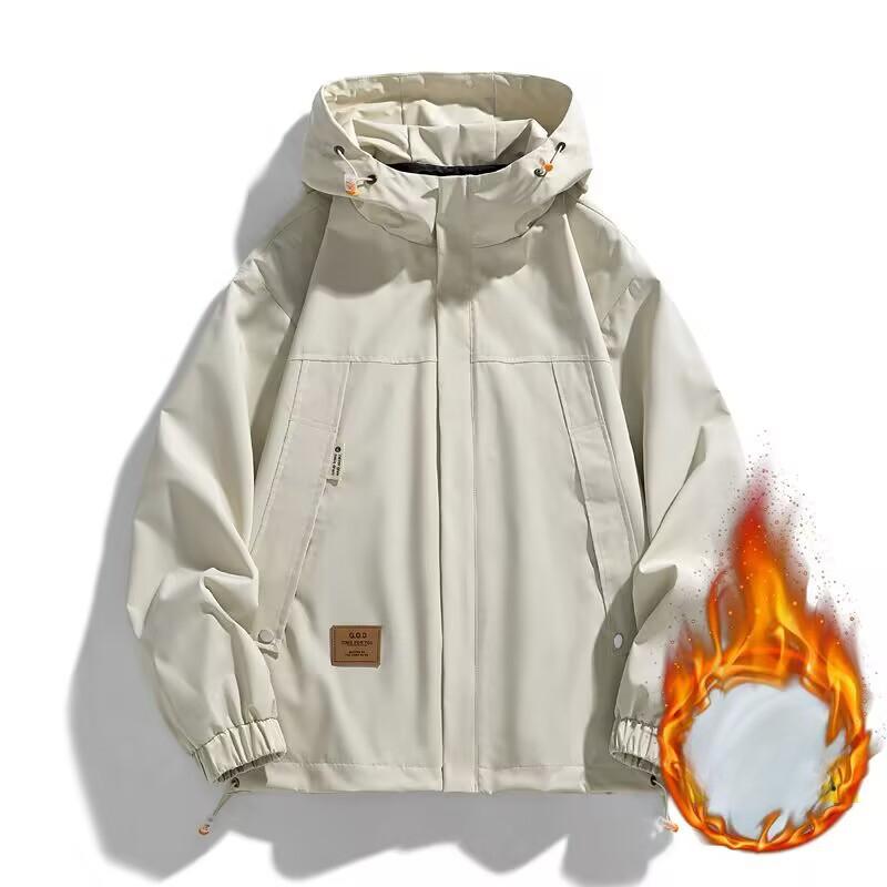 Autumn and Winter Men's Jacket Hooded Sports and Casual Trendy Youth Plus Velvet Thickened Loose Large Size Jacket