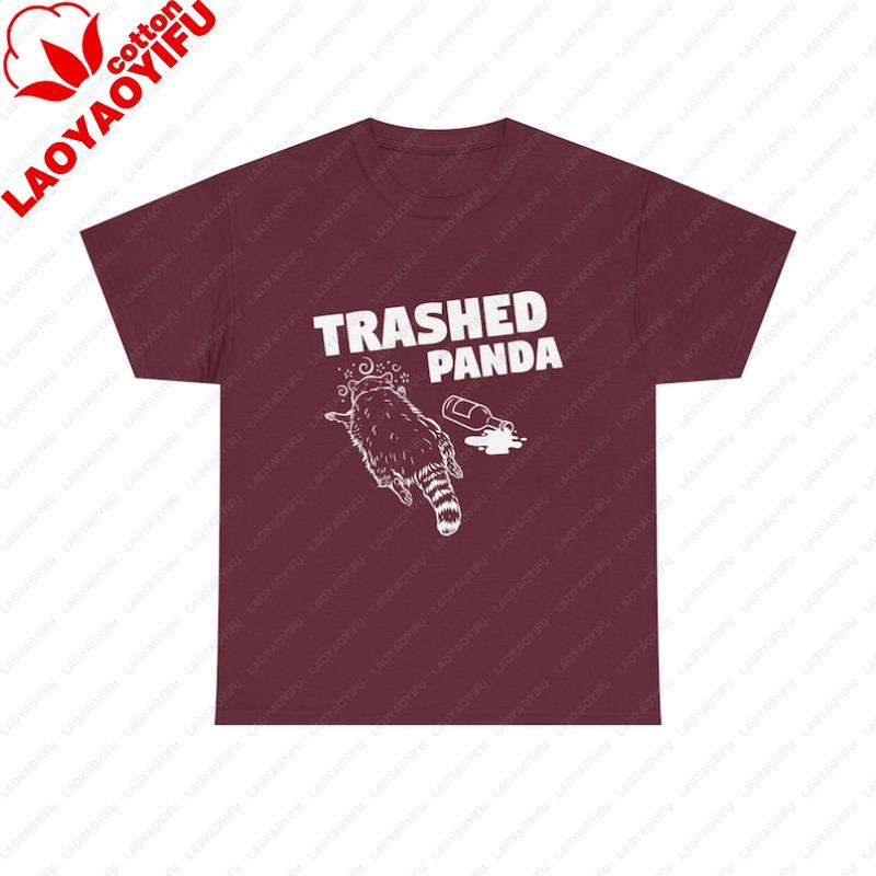 Funny Trashed Panda Racoon Gets Drunk Trashed Panda TShirt Drunken Raccoon Style Graphic Tee Women Clothing Graphic T Shirts